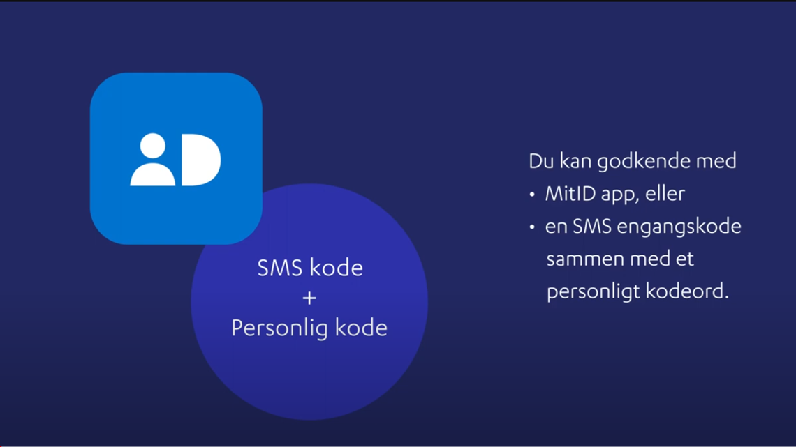MitID løsning og sms kode og personlig kode løsning